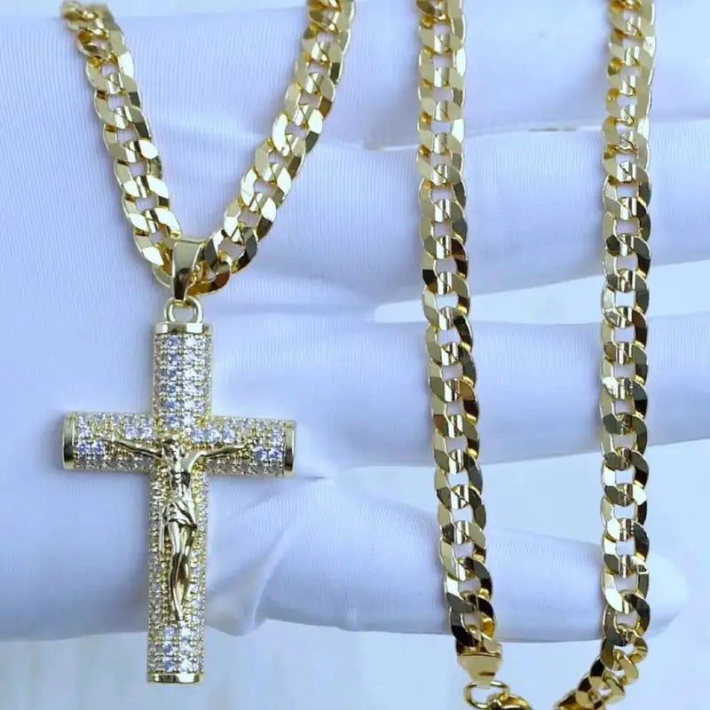 Elegant 14K Gold Concave Jesus Christ Chain – Faith & Style Combined necklace