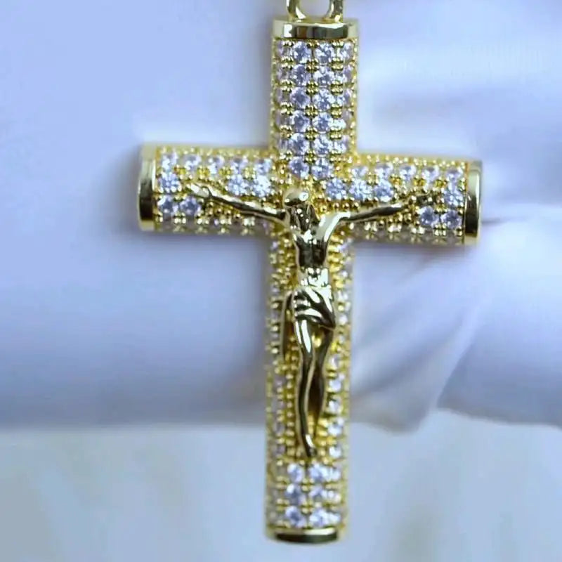 Elegant 14K Gold Concave Jesus Christ Chain – Faith & Style Combined necklace