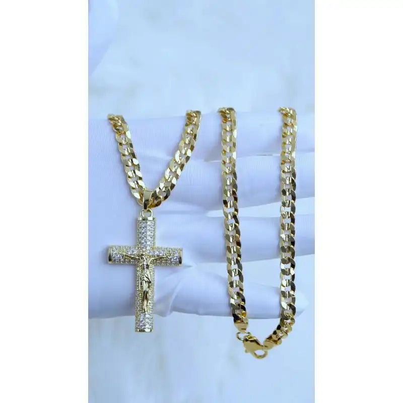 Elegant 14K Gold Concave Jesus Christ Chain – Faith & Style Combined necklace