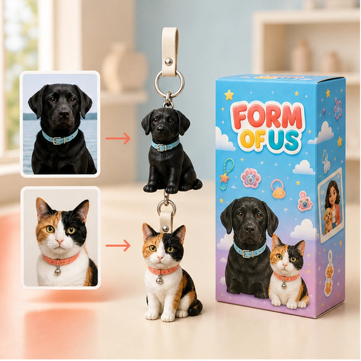 Custom pet figurine keychain